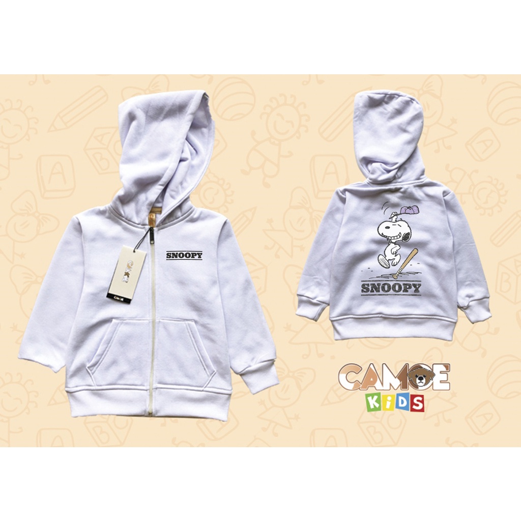 Jaket Hoodie Zipper Anak KIDS Peanuts Snoopy Baseball