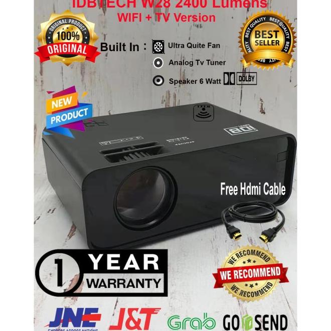 Idbtech W28 Wifi + Tv Tuner Mini Projector 2400 Lumens , W24 W12 Ba50