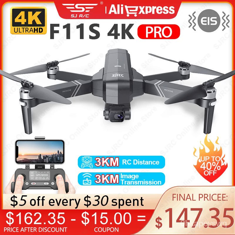 SJRC Drone F11 / F11S 4K Pro, Pesawat Nirawak Kuadkopter RC Profesional dengan Kamera Dapat Dilipat 