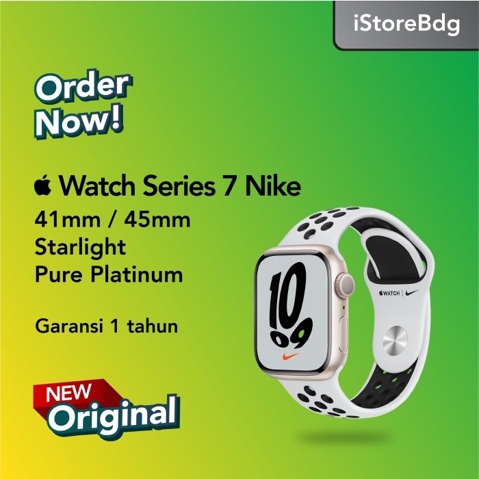 APPLE WATCH SERIES 7 NIKE 41MM 45MM STARLIGHT WITH PURE PLATINUM BLACK