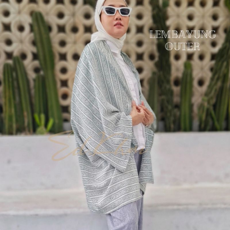 pakaian luaran wanita big size cardigan scarf lembayung outer motif jumbo