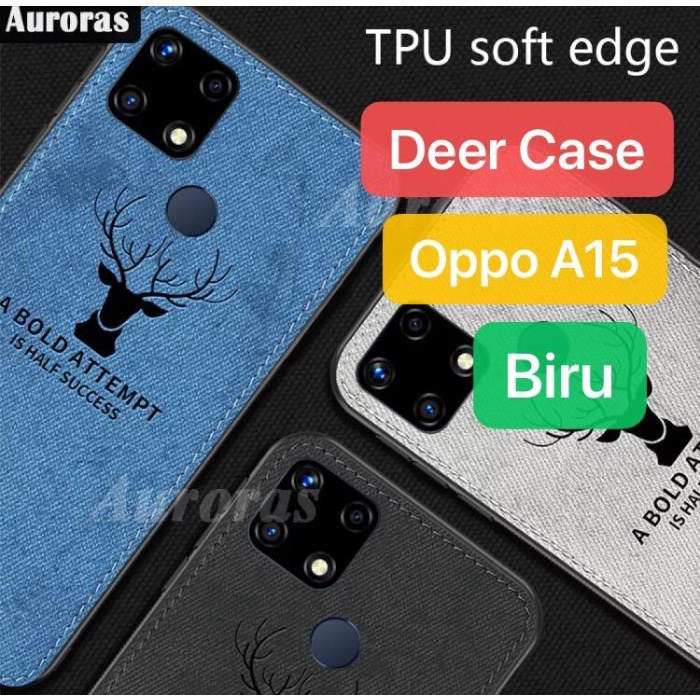 Case Oppo A15 Deer Emidery Cover Silikon Casing Soft Case Handphone