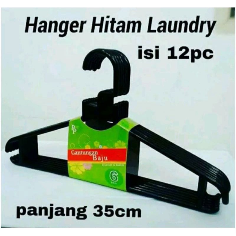 Hanger Baju Plastik Hitam 12pcs