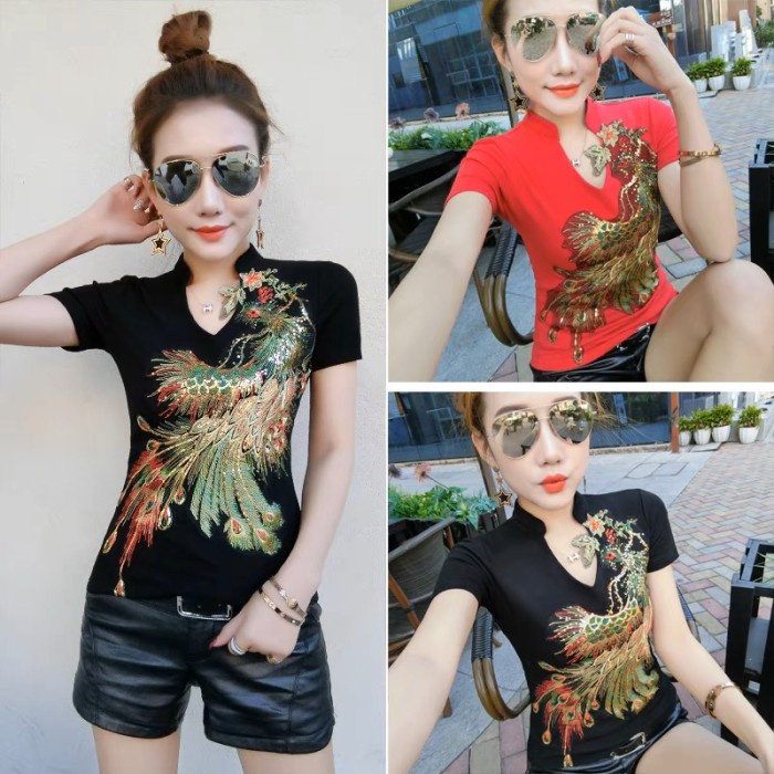 B03 Atasan Cheongsam Import Baju Kaos Cheongsam Wanita Dewasa