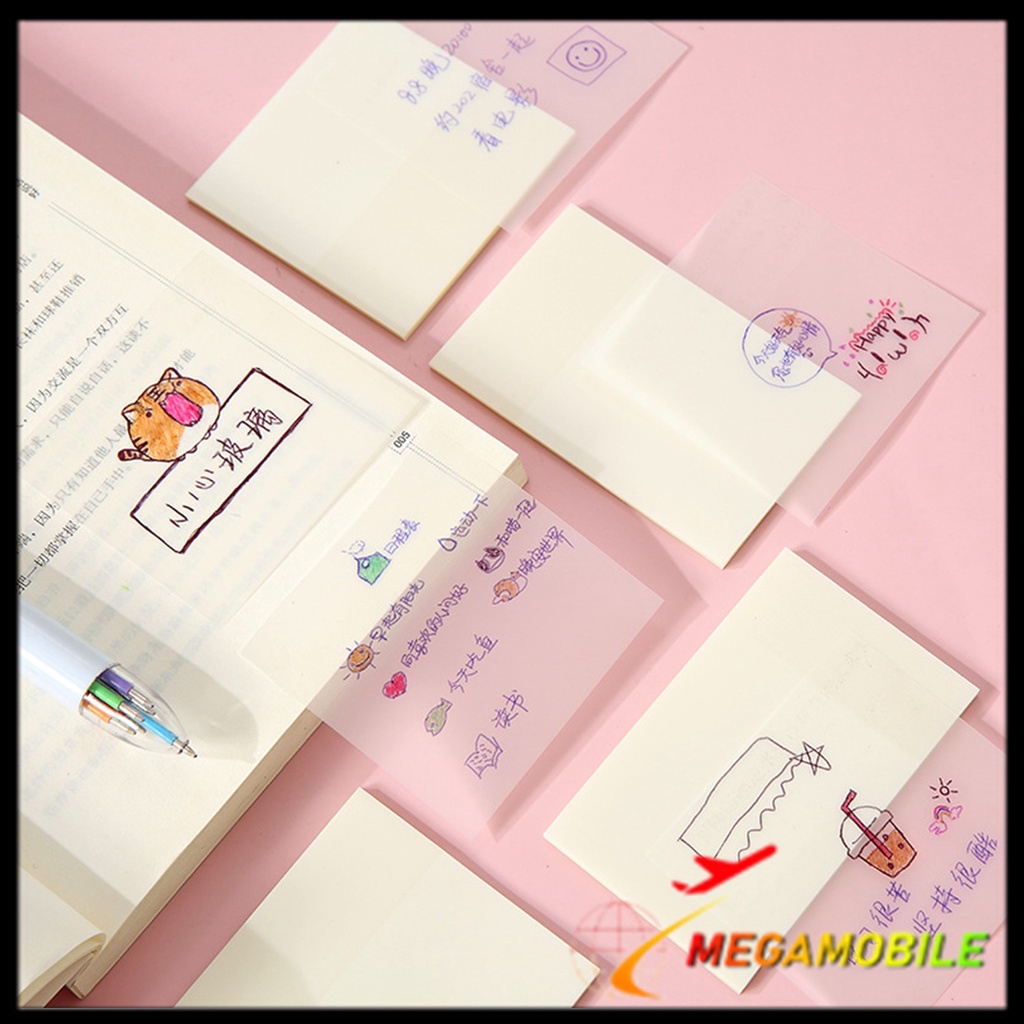 

MM - Set Kertas Notes Transparan 50 Lembar Label Stickers PET Tahan air dan halus Kertas Memo Kertas Tempel Anti Air Untuk Sekolah