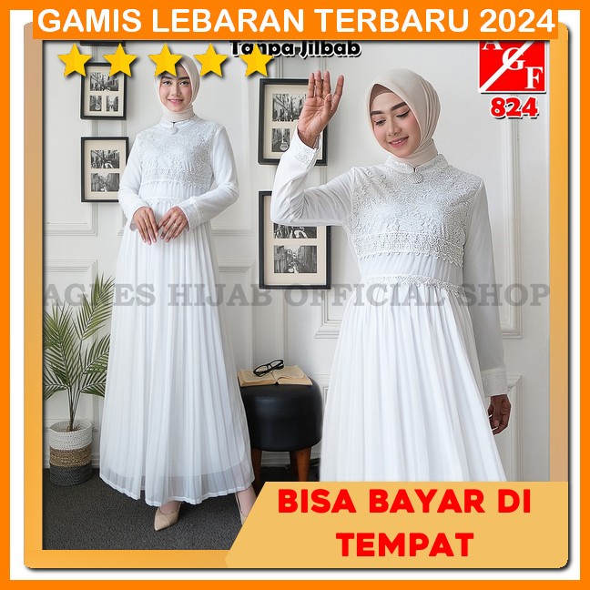 Anggya Fashion - Gamis Abaya Ayra Set Syar'I Satu Set Dengan Hijab Bahan Crinkle Airflow Baju Wanita