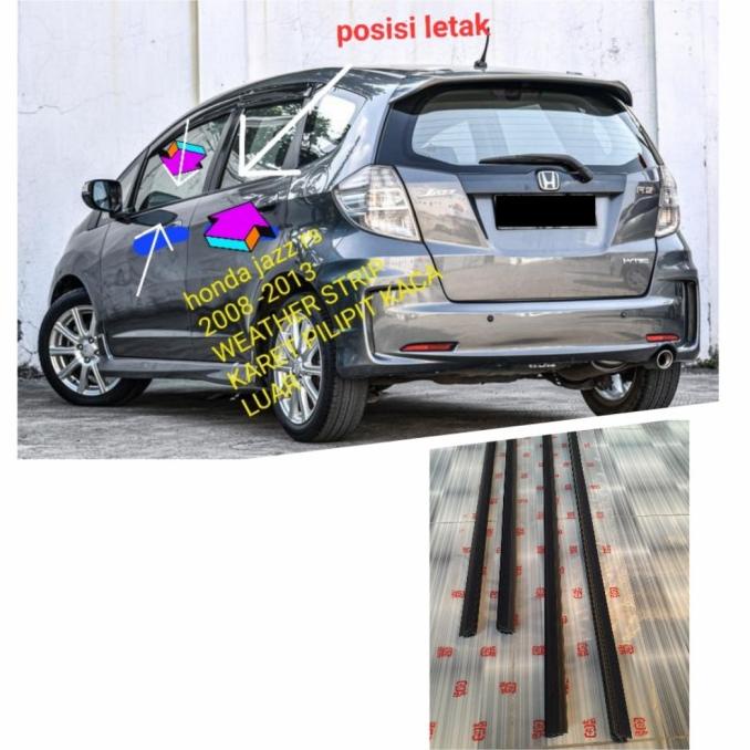 Karet Pelipit Kaca Luar Mobil Honda Jazz 2008-2013 Hrgset 4 Pintu Ori