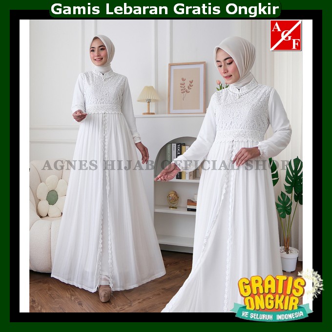 Gamus Putih Ihram Haji Permpuan Jumbo Gamis Mewah Lebaran 2024 Gamjs Ied Raya Dewasa Import 2024 Baj