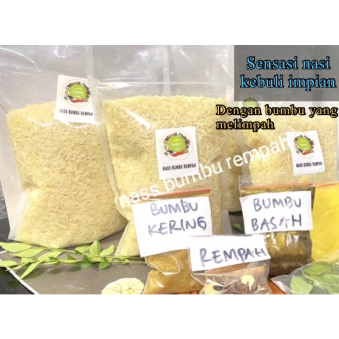 

Basmati Bumbu Nasi Kebuli / Paket Basmati 1 Kg Plus Bumbu