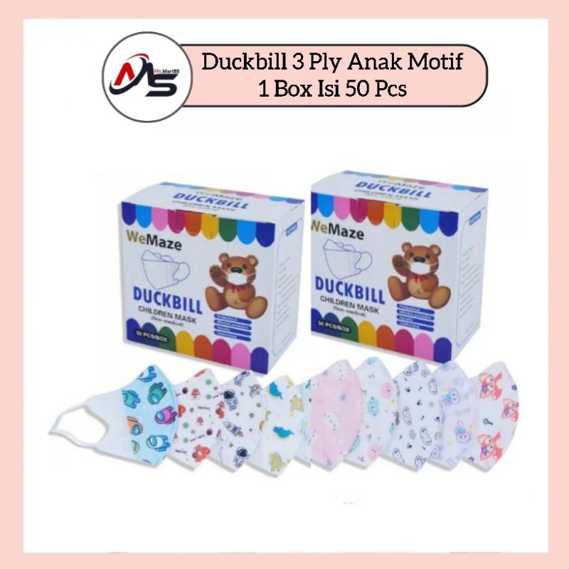 Masker Duckbill 3 Ply Anak 1 Box isi 50 Pcs