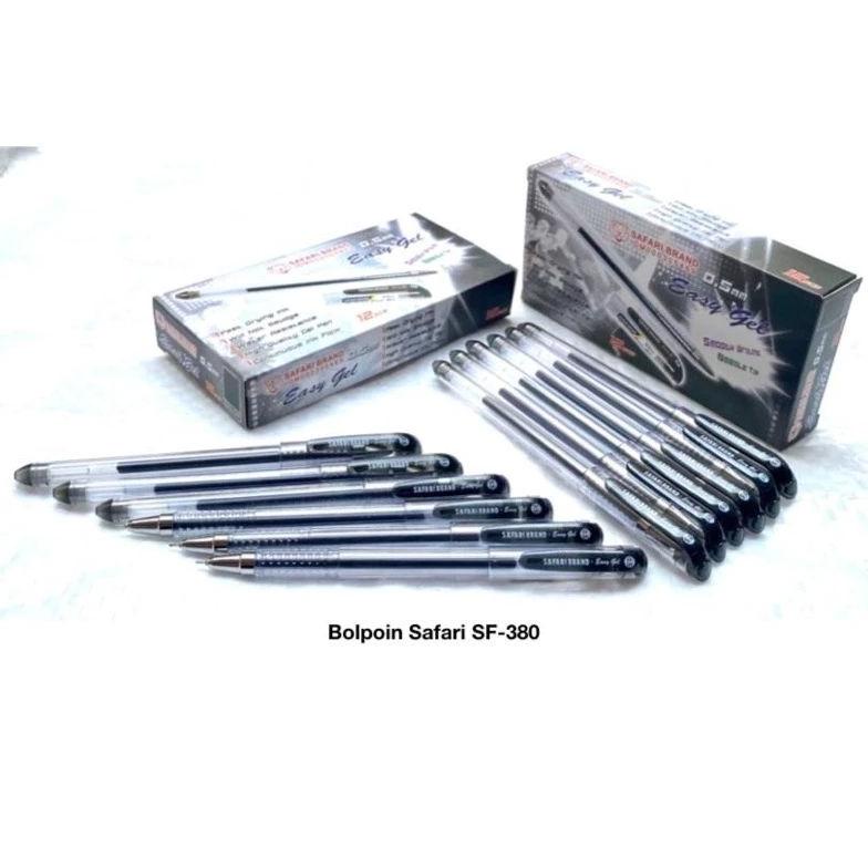 

(SF380 12 PCS) Easy Gel Pen Safari Brand Pulpen Bolpen Bolpoin Hitam 0.5 mm