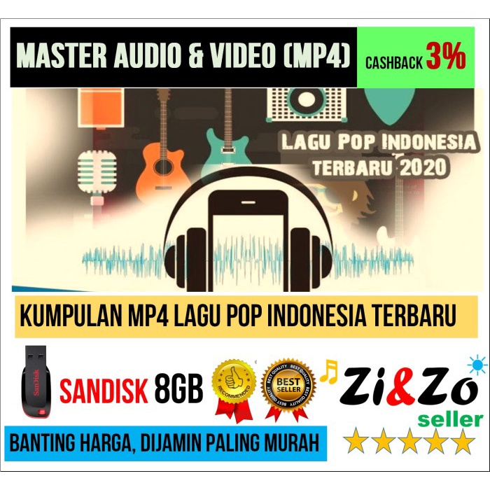 USB isi MP4 Kumpulan Lagu Pop Indonesia Terbaru