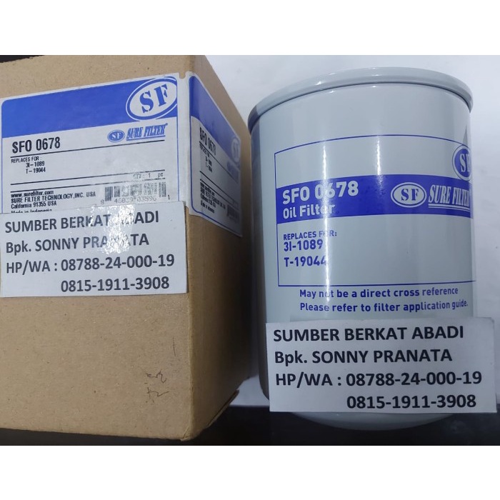 SURE SFO 0678 SFO0678 SFO-0678 OIL FILTER 3I-1089 T-19044