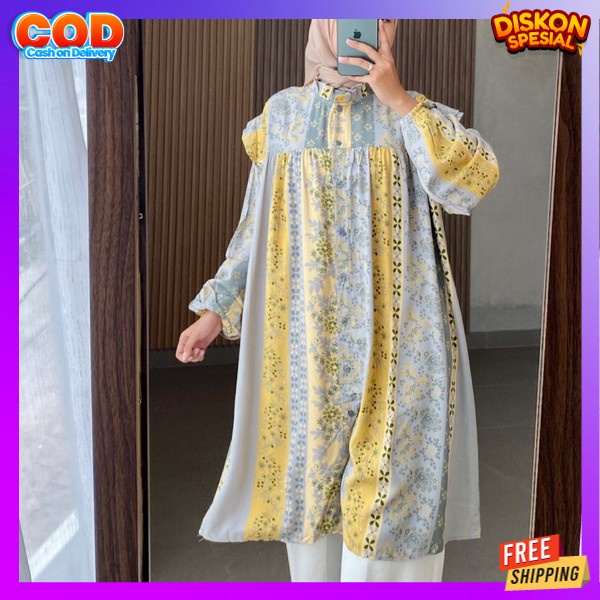 Tunik Remaja Kekinian Fashion Muslim Perempuan Atadan Wanits Muselim Tunika Tuniq Model Terbaru Hem 