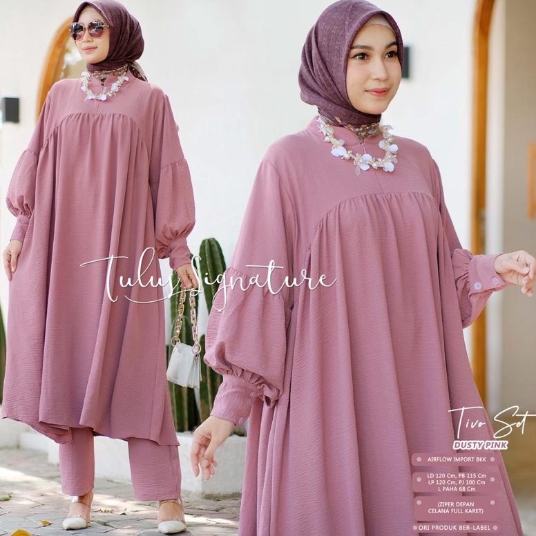 Set Polos (Set Jumbo) Tiva Set Long Tunik Crinkle Airflow Ld 120 // One Set Tiva // Setcel Tiva // S