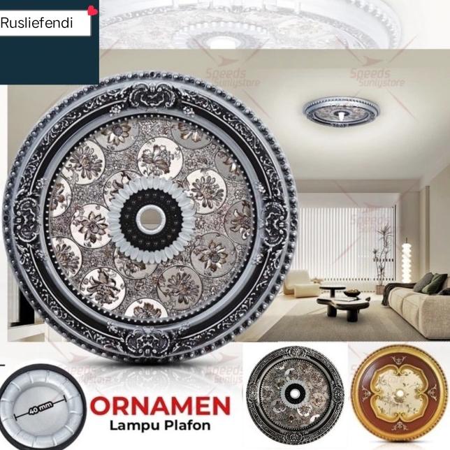 Ornamen Lampu Plafon PVC 60 cm x 60 cm Fitting Lampu HITAM BULAT Promo!!