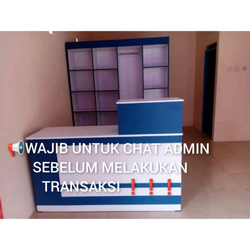 BISA COD ✓ SATU SET RAK+ MEJA KASIR LAUNDRY / MEJA LONDRY+RAK/ MEJA TOKO / RAK PAKAIAN BEST SELLER B