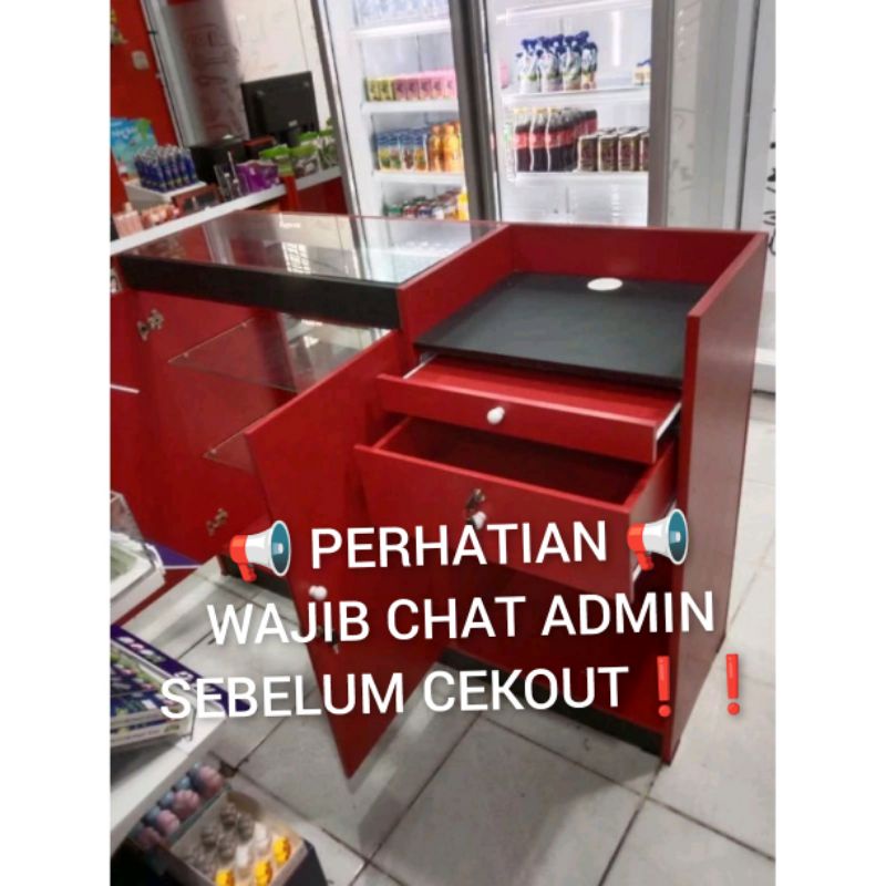 MEJA ETALASE TOKO / ETALASE KONTER / MEJA KASIR / MEJA KACA / MEJA DISPLAY P150CM