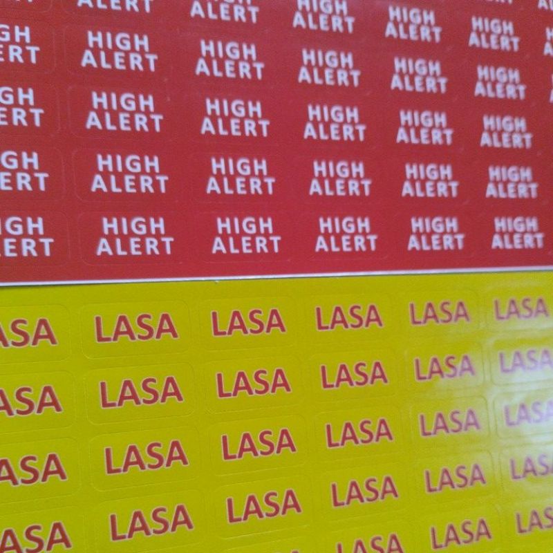 

stiker label high alert dan lasa 1×2