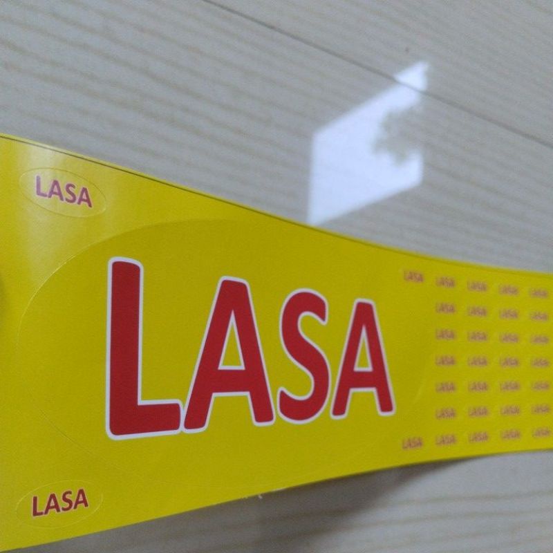 

stiker label lasa oval besar kecil