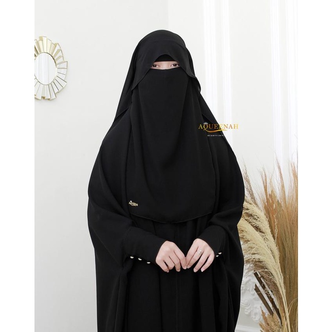 New Aqueenah Purdah Butterfly Maryam Sifon Jetblack Niqab Cadar Yaman Original