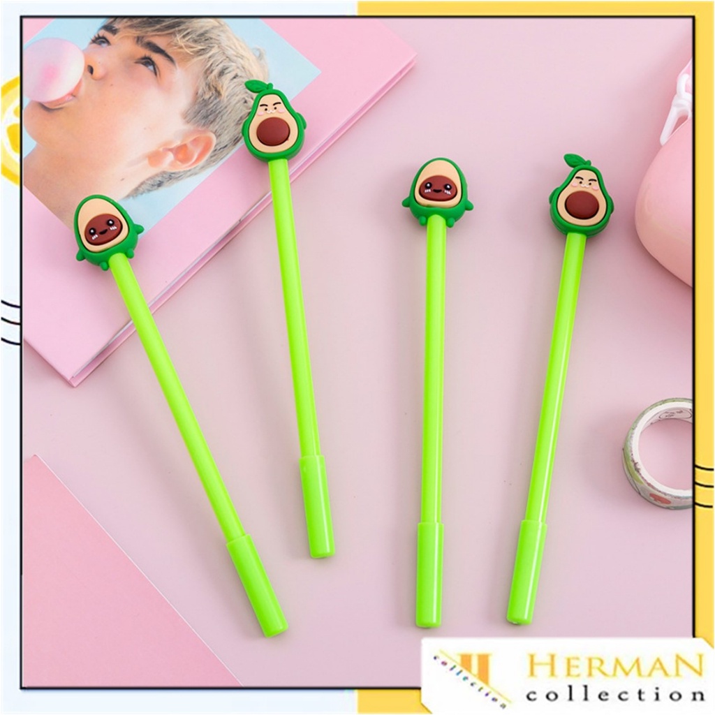 

HC Pena Karakter Alpukat Lucu Pulpen Tinta Gel Cair Motif Avocado Unik Alat Tulis Kantor Sekolah Stationary Murah