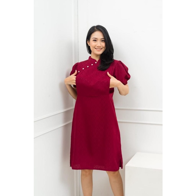 asd1  MATERNEL Baju Imlek busui - Pearl Shanghai Dress - bahan dobby premium TERLARIS
