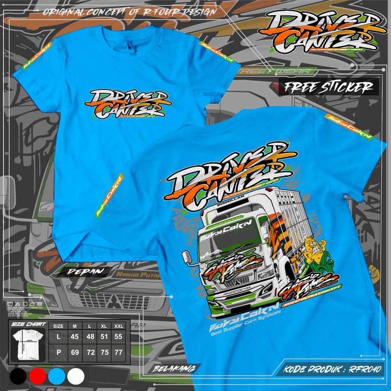 rfr 40 baju truck driver canter terbaru gratis stiker keren kaos canter mania dewasa pria wanita cow