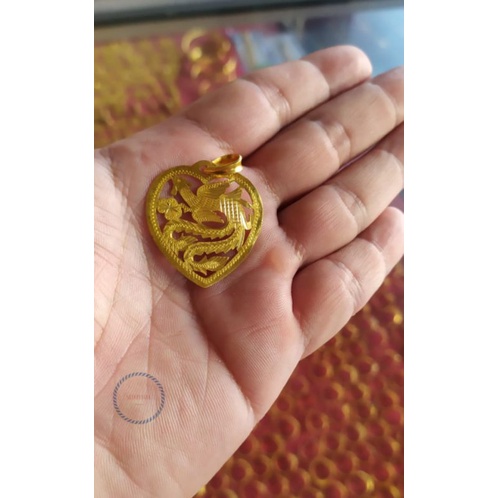 Liontin love cap burung merak variasi emas kadar 24karat