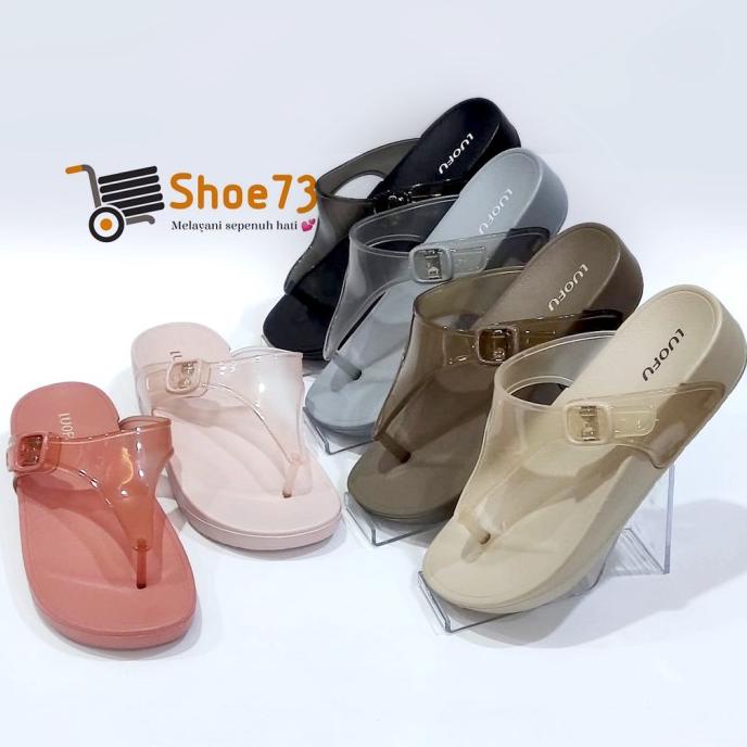 Luofu E 7154 T-Bw. Size 36-40 L Sandal Jepit Jelly Transparan Wanita