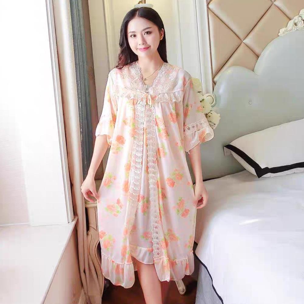 Lingerie Kimono Sexy Motif Bunga