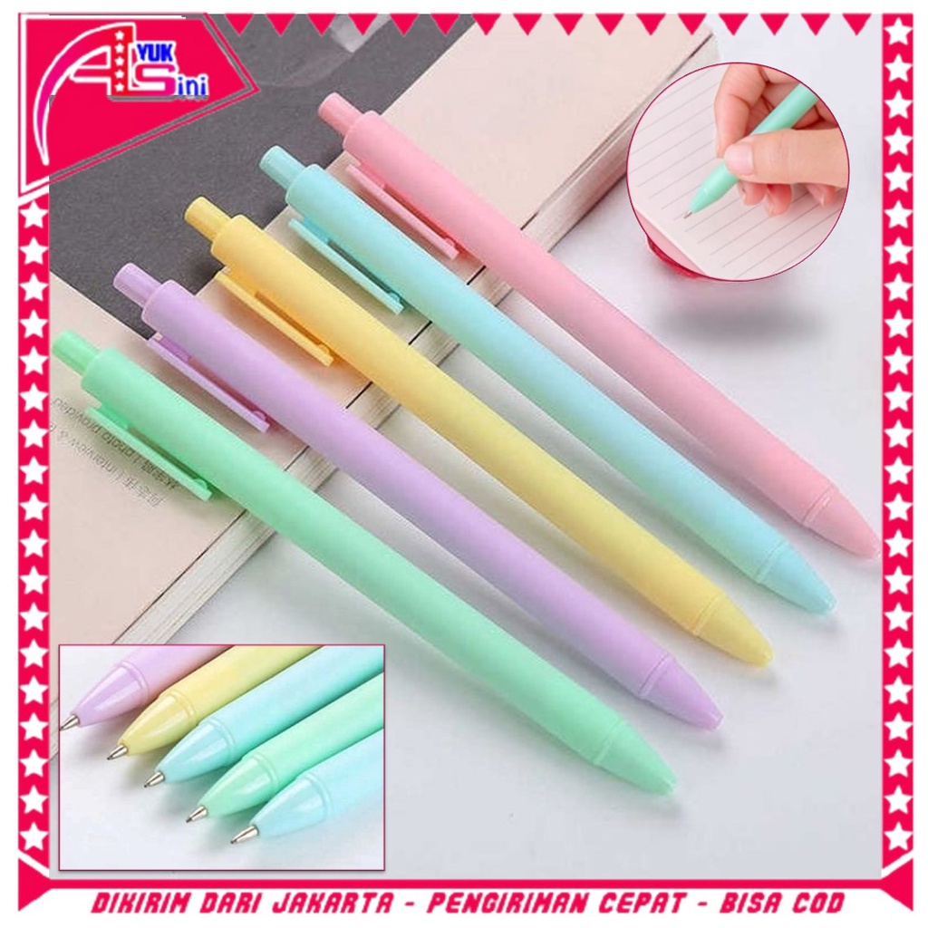 

AS Pena Cetekan Macaroon Pulpen Warna Pastel Tinta Hitam Alat Tulis Sekolah Kantor Pen Warna Warni Bolpoint Polos Murah