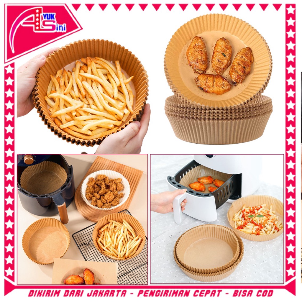 AS Air Fryer Paper 50 Pcs Anti Lengket 16cm Kertas Alas Airfryer Baking Paper Tahan Minyak Sekali Pa