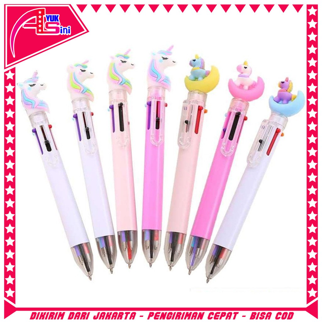 

AS Pena Karakter Mekanik Unicorn Pulpen Karakter Unicorn 6 Warna Bolpen Motif Kuda Pony