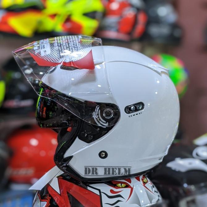 Helm Kyt Dj Maru Maxi Solid White Double Visor Half Face