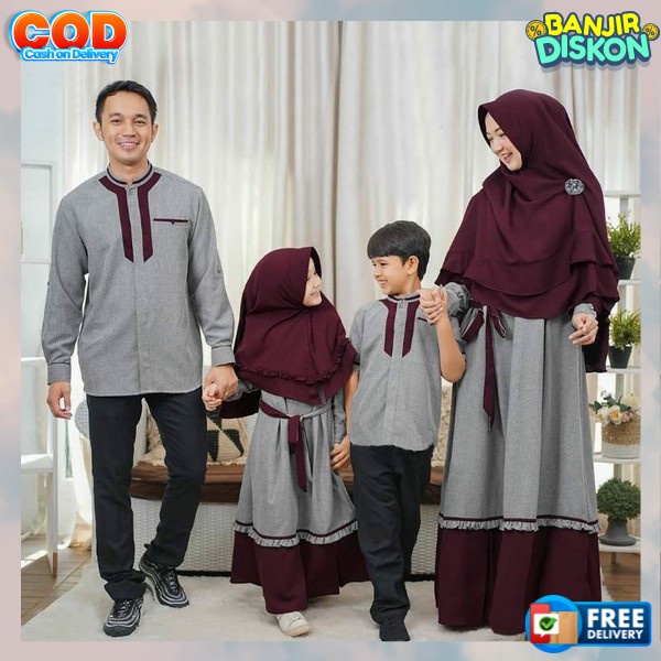 Seragam Kapel Muslim Setelan Gamis Keluarga Baju Kopel Kekinian Kapelan Baju Suami Istri Kouple Bju 