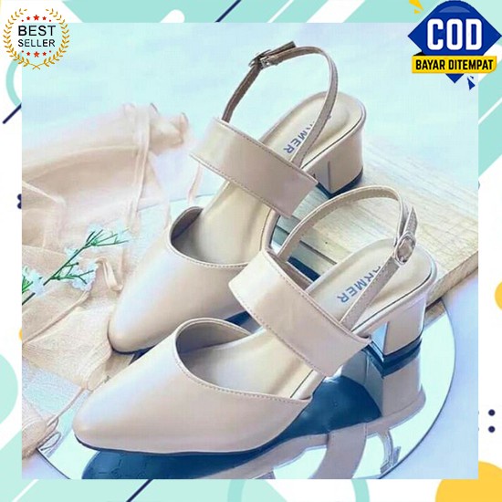 P20Qa) Sendal Slop Kaca Zara Sendal Hak Tahu  Hils Wanita Terb Sandal Wanita Heels Kaca Kris 22 Hak 