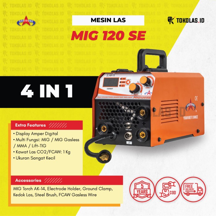 Promo Mesin Travo Las Inverter Daesung Mig 120 Se Mig120 Tanpa Gas