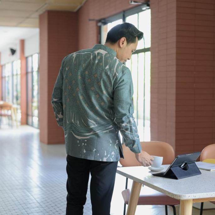 Terbaik Kemeja Batik Bagus Pria Lengan Panjang Dobi Premium Lasem Hijau Pastel Berkualitas