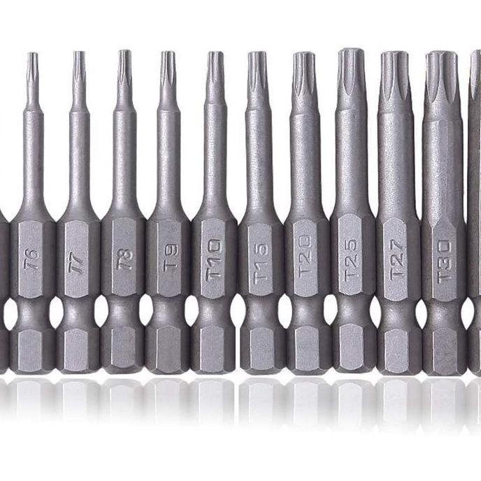 12Pcs Mata Obeng Torx/Mata Obeng Bintang/Hex Shank T5-T40 5Cm Untuk Alat Pertukangan Bits