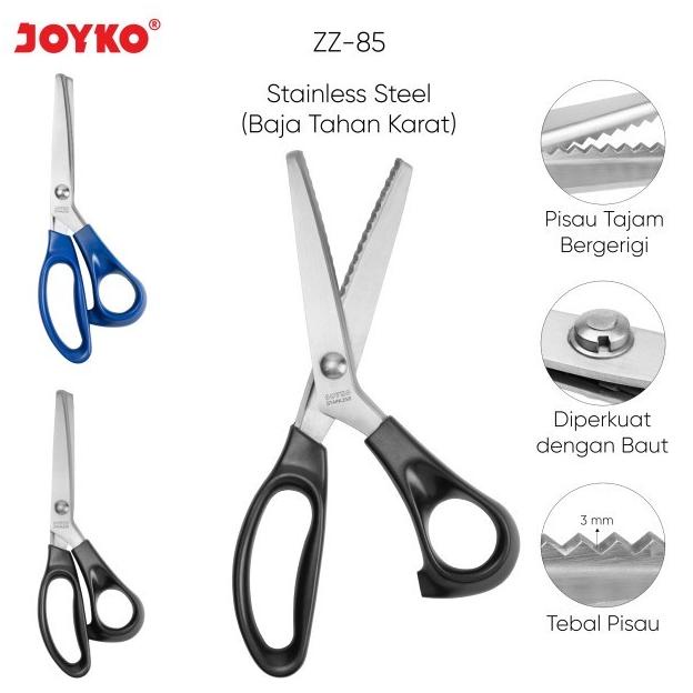 

Gunting Zig Zag Joyko Zz-85 Bergerigi Scissors Kain Kertas - Satuan
