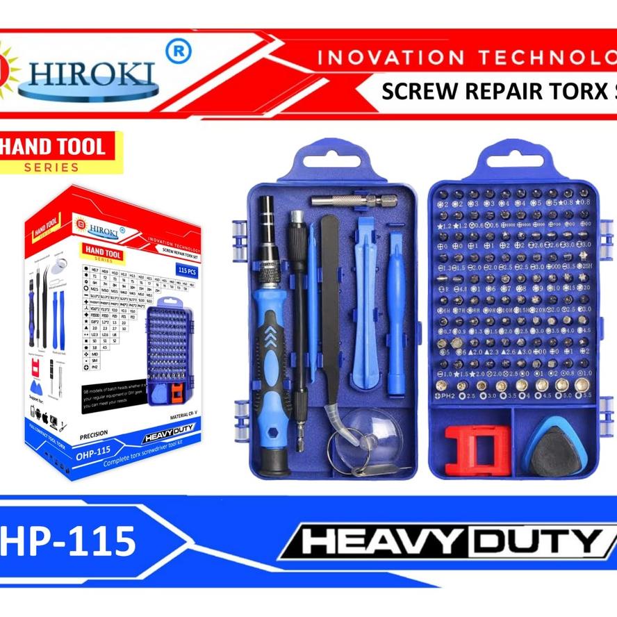 Complete Screwdriver Torx Repair Set Poet Kit Kunci Mata Obeng Lengkap 115 Pcs Hiroki Tools Alat Ban