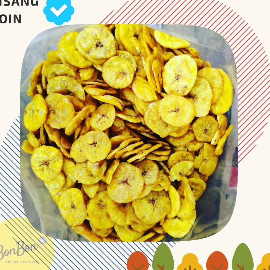 

Keripik Pisang Manis Karamel / Kripik Pisang Kuning Koin Bulat (Bulet)/ Banana Golden Chips