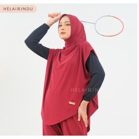 - Hijab Sport Menutup Dada Outer Hoodie Kerudung