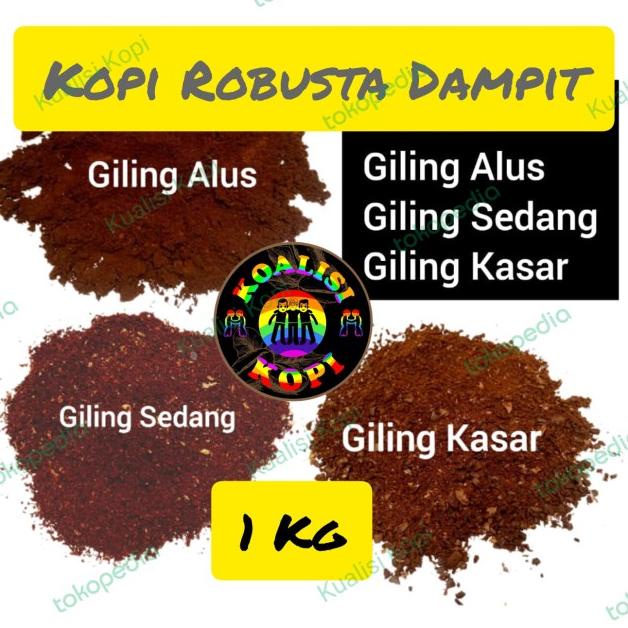 

Hitss!! Beans Biji Kopi Bubuk Robusta Dampit 1 Kg Medium to dark Roast, Dark