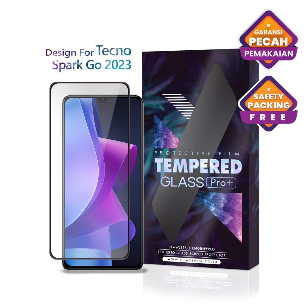 Tempered Glass Tecno Spark Go 2023 Full Cover Premium - Glass Pro