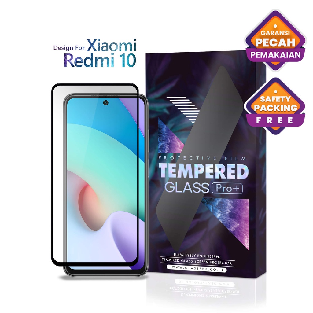Glass Pro Tempered Glass Xiaomi Redmi 10 Full Cover Anti Gores Screen Guard Premium Bergaransi