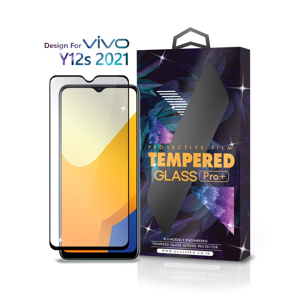 Glass Pro Tempered Glass Vivo Y12s 2021 Full Cover - Premium