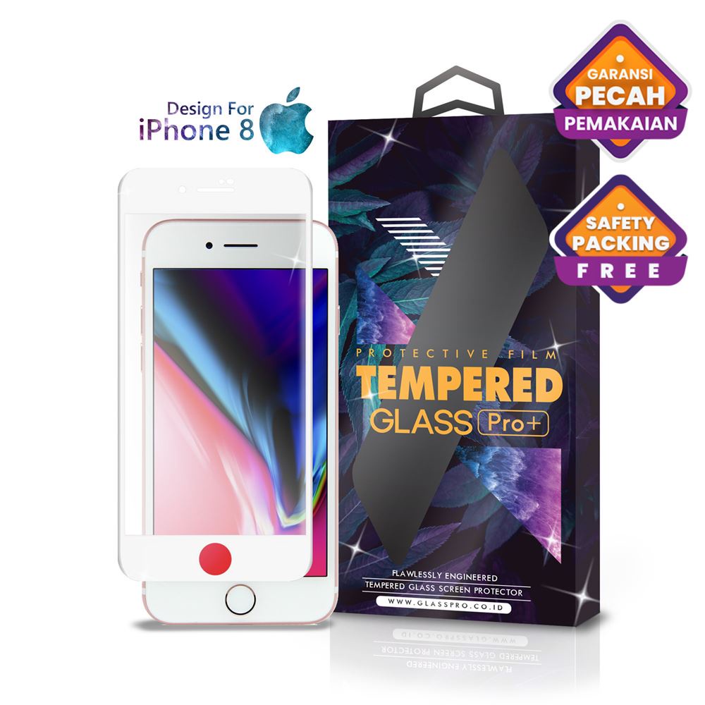 Glass Pro Tempered Glass iPhone 8 Full Cover White - Premium