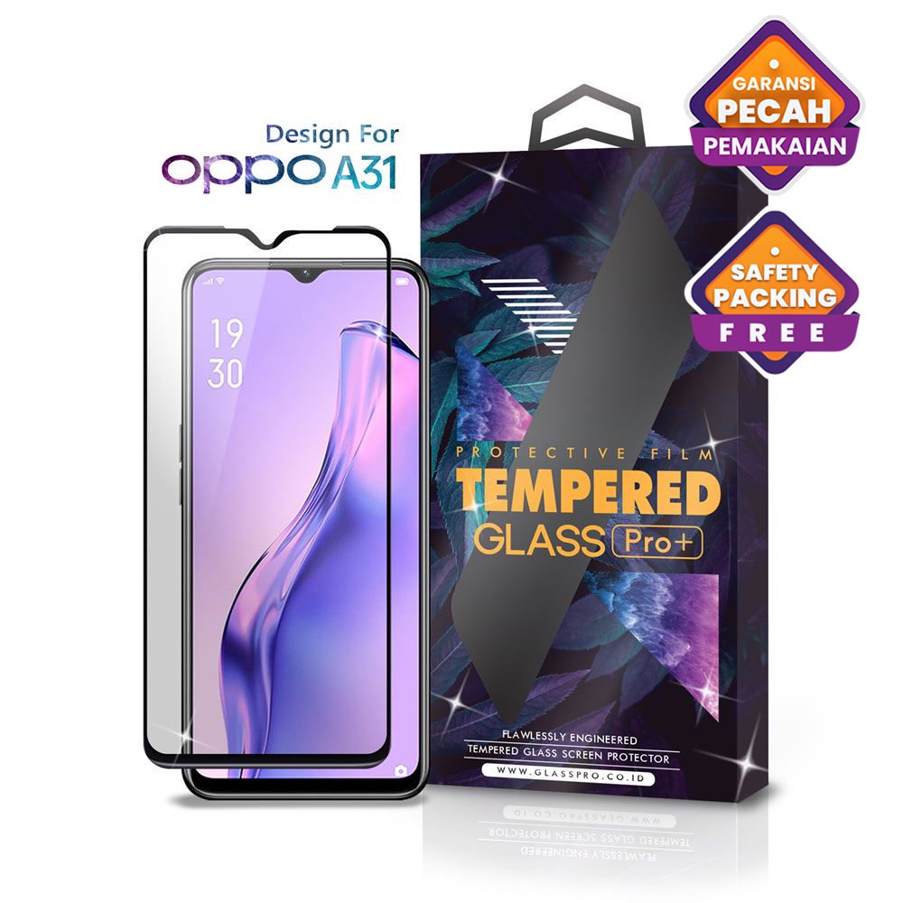 Glass Pro Tempered Glass Oppo A31 Full Cover - Premium